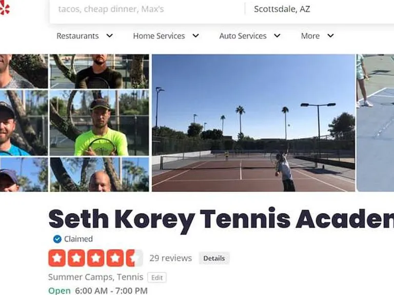 Less than a stone throw away from our villa (about 50 yards) to Tennis Academy onsite with 4 tennis courts and a Tennis Pro Shop at world famous Seth Korey Tennis Academy Scottsdale.