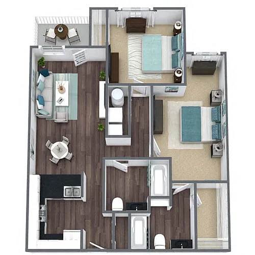 Floor plan B2: 2 Bed 2 Bath