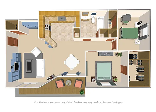 Floor plan 2 Bedroom, 1 Bath 925SqFt