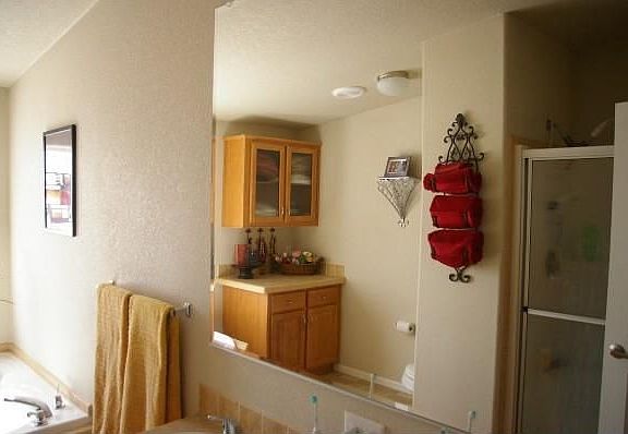 master bath view into the mirror