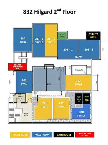 Floor plan 832 Hilgard Room 202-A
