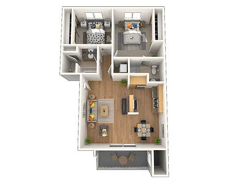 Floor plan 2 Bedroom, 2 Bathroom