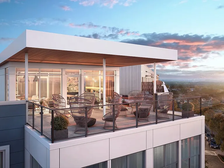 Rooftop terrace with seating and views (Rendering)