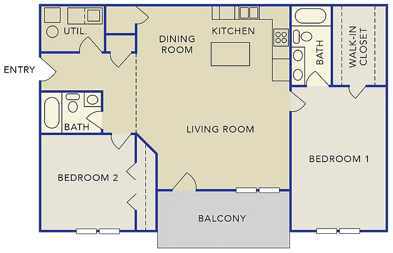 Floor plan *New Construction* Two-Bedroom Apartment
