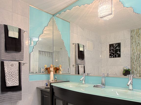 Marble-tiled surround mirror