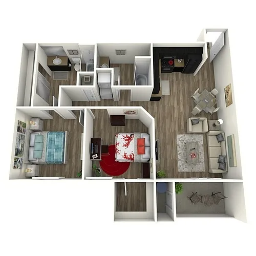 Floor plan 2 Bedroom 2 Bath B2