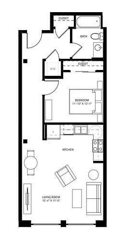 Floor plan 1 Bedroom - Floor Plans Vary