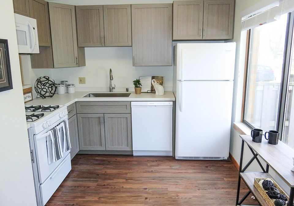 New Laminate cabinets, solid surface counters, microwave, dishwasher, refrigeratorand gas stove!
