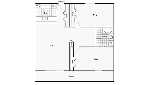 Floor plan Calderra 1 Renovated Unfurnished