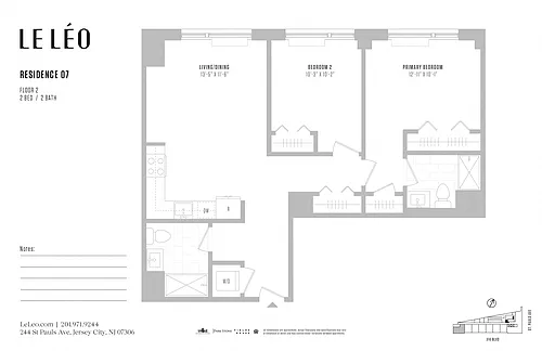 Floor plan 2 Bed 2 Bath C