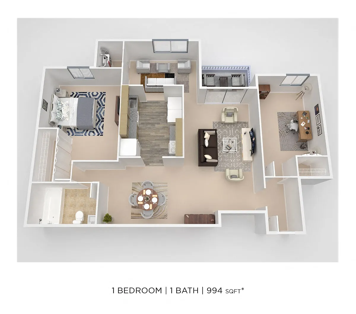 Floor plan 1 BEDROOM WITH DEN