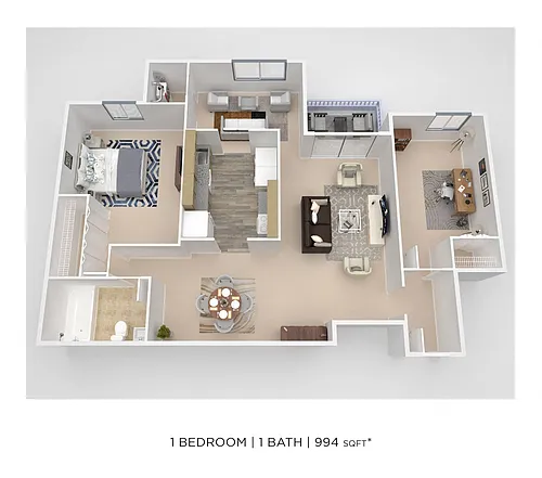 Floor plan 1 Bedroom Den