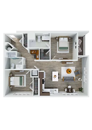 Floor plan Greektown: 2 Bedroom Apartment