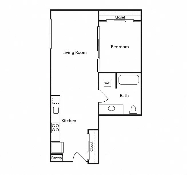 Floor plan Open 1 Bedroom B