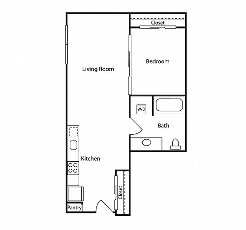 Floor plan Open 1 Bedroom B