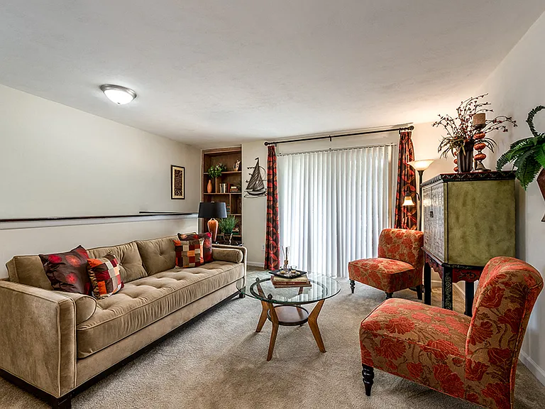 Cozy Living Room in our 1-Bedroom Garden Apartment
