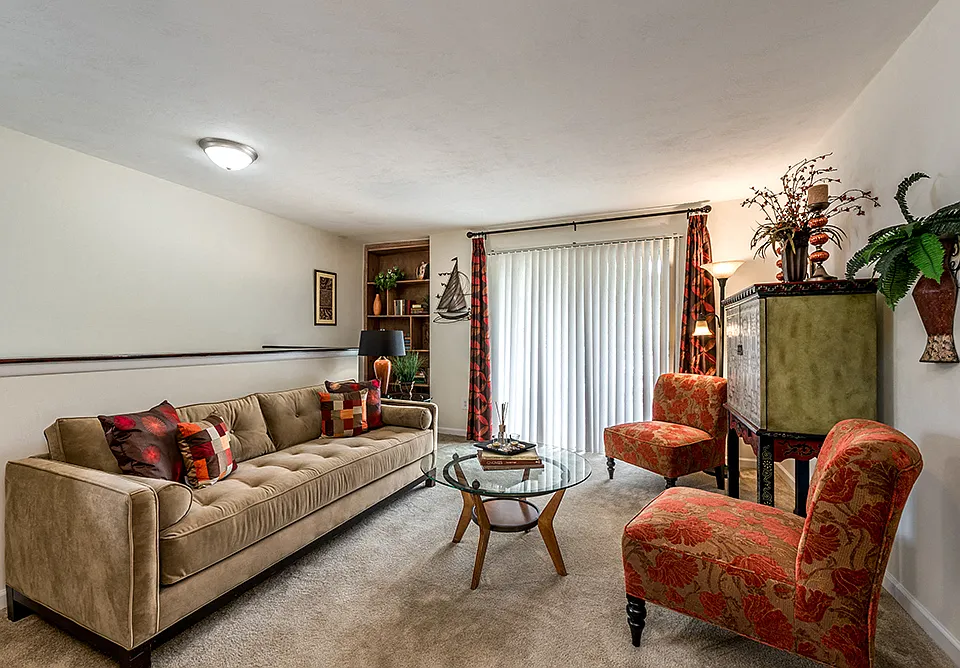 Cozy Living Room in our 1-Bedroom Garden Apartment