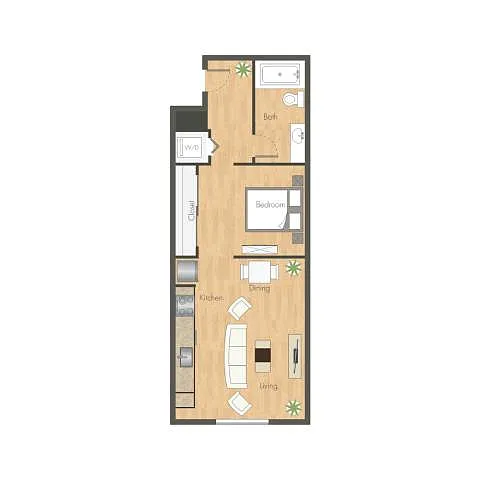 Floor plan Urban One Bedroom B7