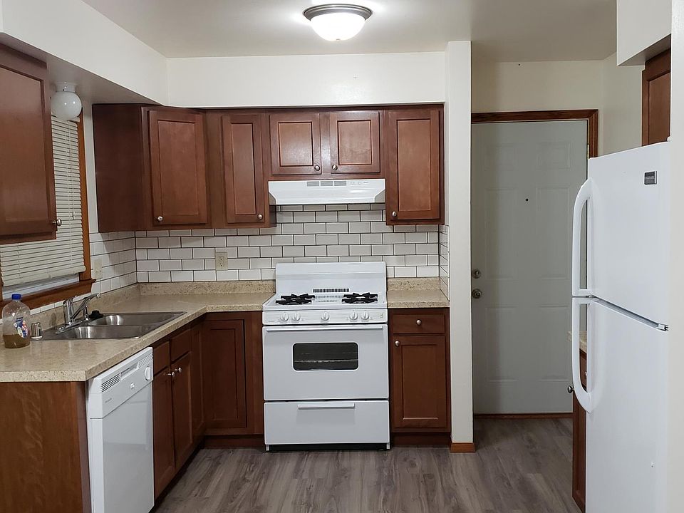 Kitchen with new flooring.