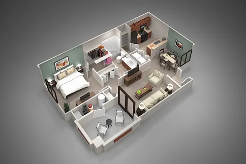 Floor plan One Bedroom/One Bath