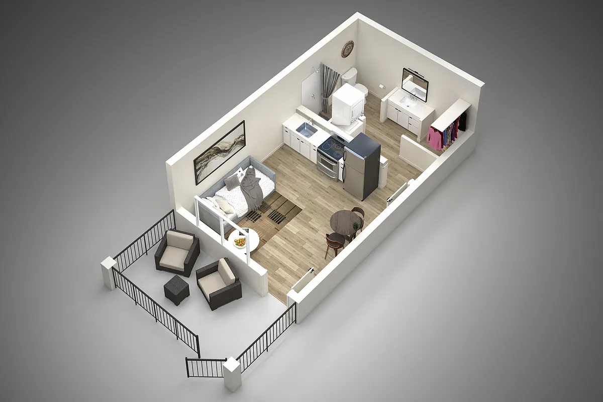 Floor plan Studio - Type B GL Patio