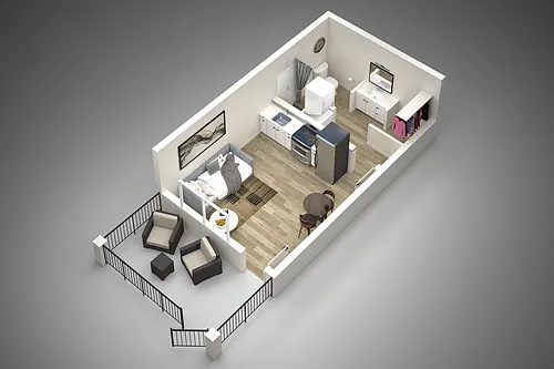 Floor plan Studio - Type B GL Patio