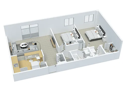 Floor plan 2 BD 1 and a half BA type G