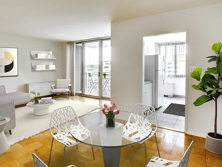 Living Room with Parquet Flooring and Private Balcony