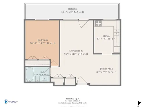 Floor plan 1 Bedroom 1 Bed 1 Bath