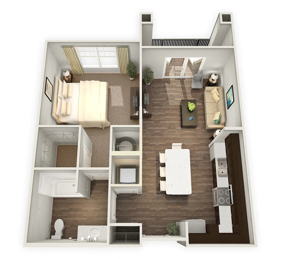 Floor plan 1BR 1BA (699 SF)
