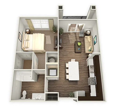Floor plan 1BR 1BA (699 SF)