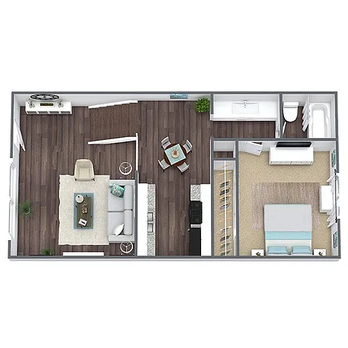 Floor plan A1: 1 Bed 1 Bath