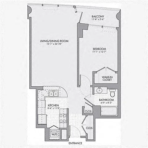 Floor plan 1G w/ Balcony
