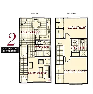 Floor plan 2BR Townhouse