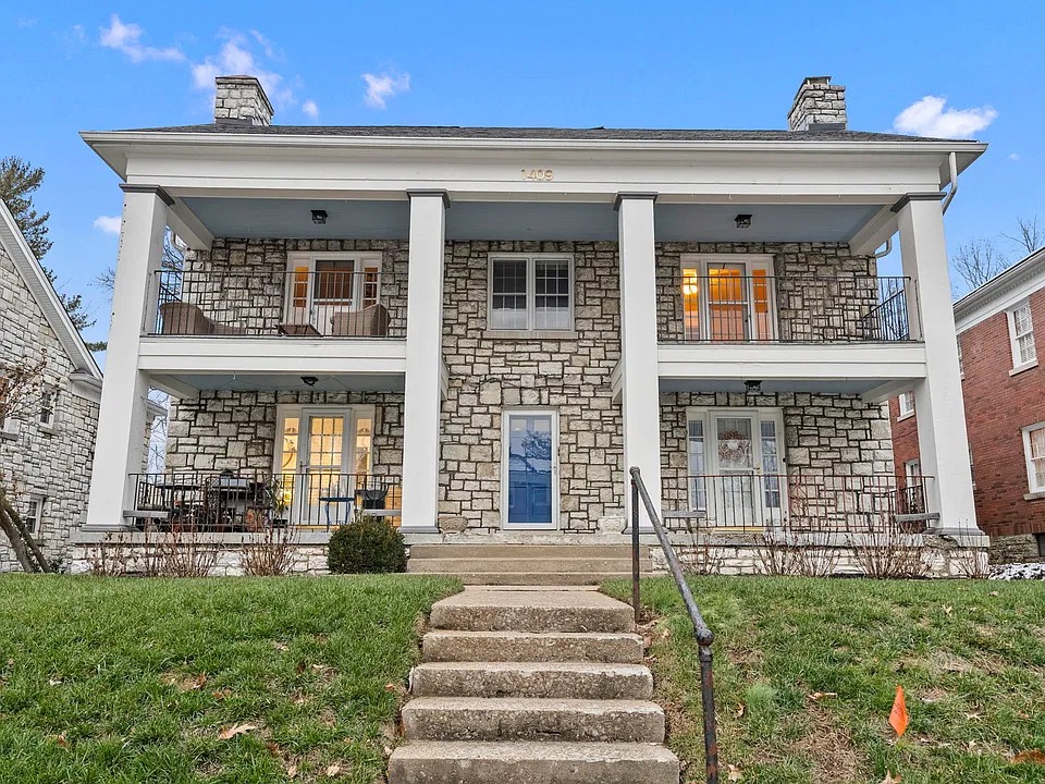 1409 Fontaine is a beautiful old limestone four-plex. The unit that's available is on the second floor left side.