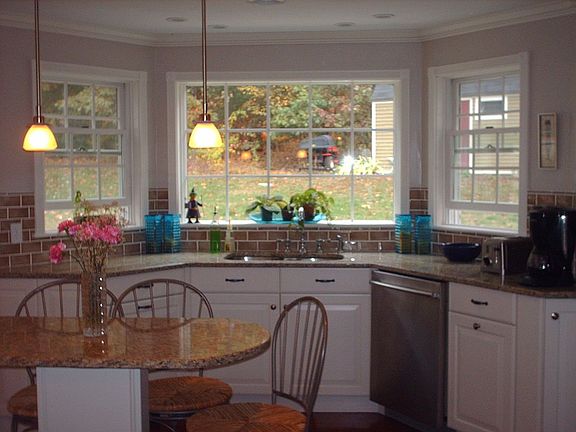 Kitchen overlooking back yard