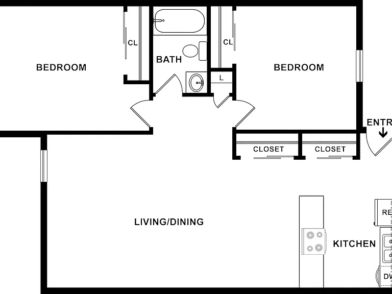 2 Bed, 1 Bath 2 Bed, 1 Bath