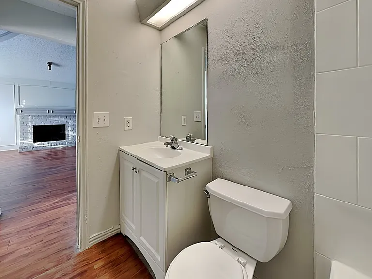 Brightly lit, modern bathroom