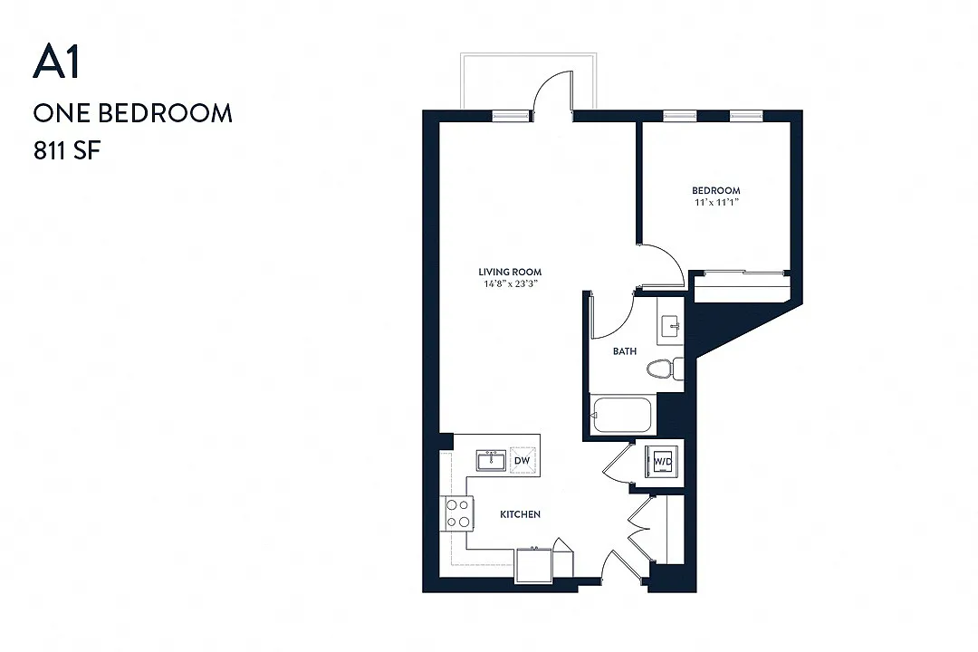 Floor plan One Bedroom A1