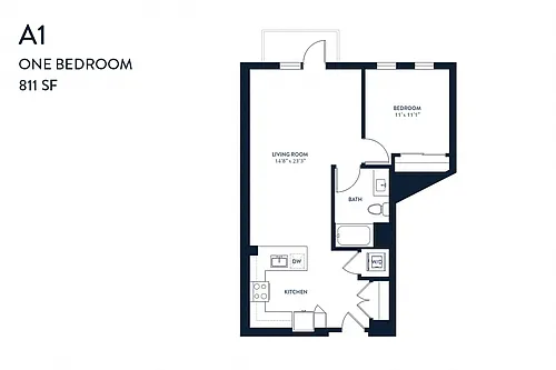 Floor plan One Bedroom A1