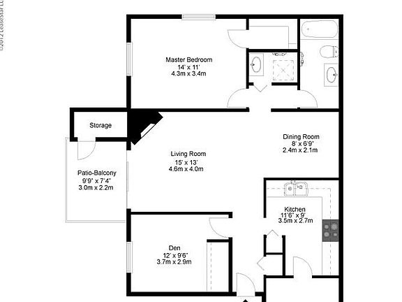 1 bed with a den or 2 bed 1 bath