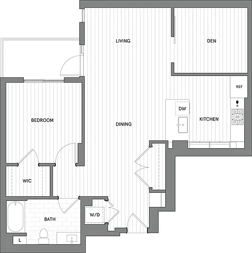 Floor plan 1B+Den.B