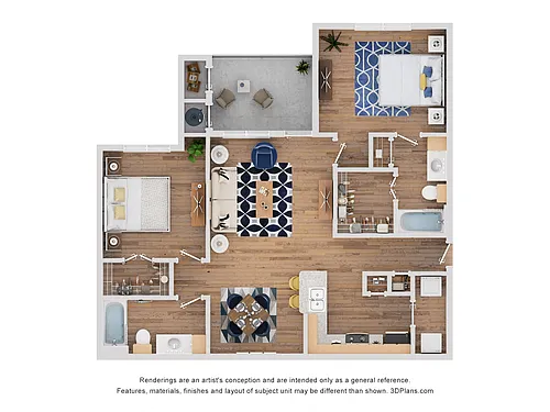 Floor plan Two Bedroom - Trinity (Income-Restricted)
