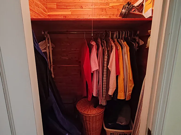 Large closet in master bedroom.