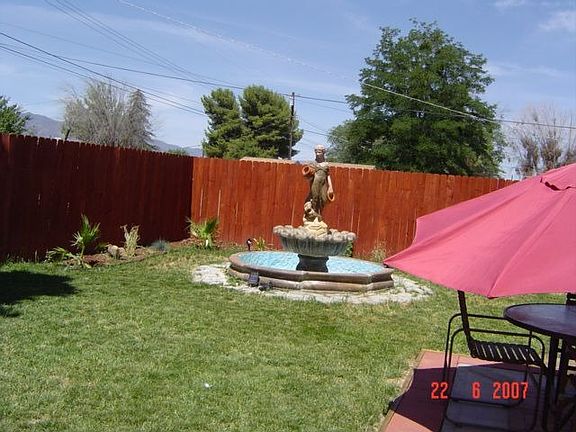 Back yard with fountain