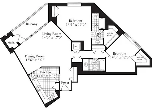 Floor plan 2 Bedrooms J