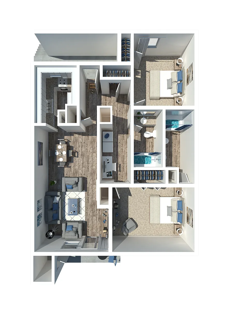 Floor plan 2 Bedroom 2 Bath
