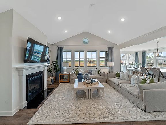 Great room with vaulted ceiling