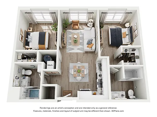 Floor plan 2BR2BA 60