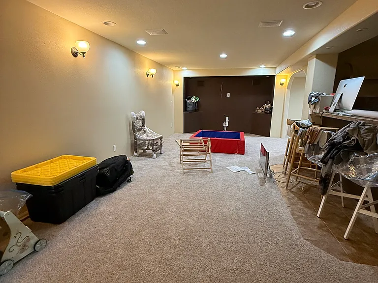 Downstairs living area and bar
